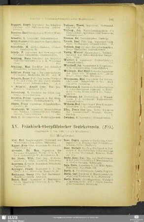 XV. Fränkisch-Oberpfälzischer Bezirksverein.