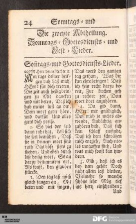 Sonntags- und Gottesdiensts-Lieder.