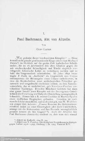 I. Paul Bachmann, Abt von Altzelle