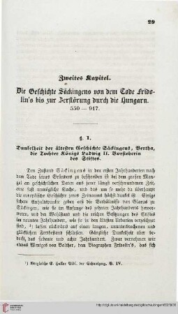Zweites Kapitel: Die Geschichte Säckingens von dem Tode Fridolin’s bis zur Zerstörung durch die Hungarn. 550–917