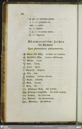 Pharmaceutische Zeichen der Arzneyen