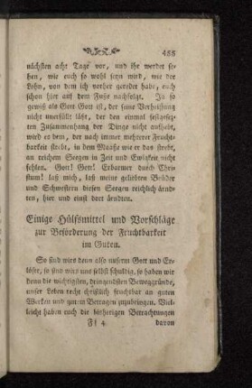 Einige Hülfsmittel und Vorschläge zur Beförderung der Fruchtbarkeit im Guten.