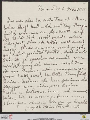 Heid. Hs. 3487,190: Brief von Marie Luise Gothein an Eberhard Gothein
