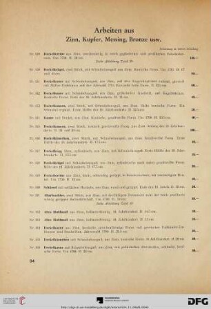 Arbeiten aus Zinn, Kupfer, Messing, Bronze usw. (Nr. 449-523)