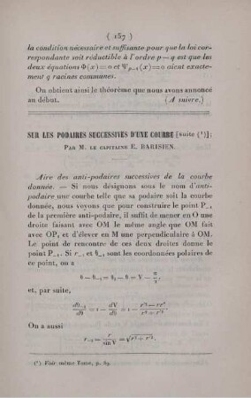 Sur les podaires successives d'une courbe. [Fortsetzung]