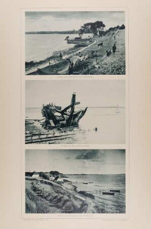 "Partie von Ekensund bei Flensburg" und "Wrack bei Fanö (Dänemark)" aus der Mappe "Malerische Bilder"