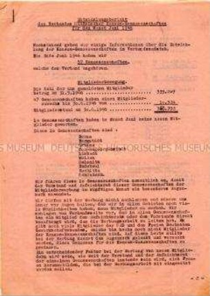 Bericht über die Entwicklung der Sächsischen Konsum-Genossenschaften im Juni 1946