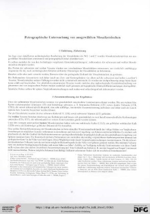 Petrographische Untersuchung von ausgewählten Mosaiksteinchen