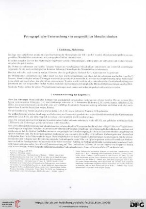 Petrographische Untersuchung von ausgewählten Mosaiksteinchen