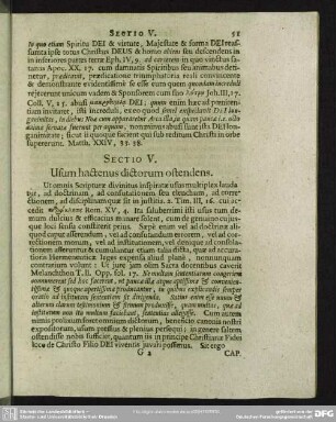 Sectio V. Usum hactenus dictorum ostendens