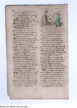 Textseite mit Illustration, Der wize man, Daz kint, Blatt 9v