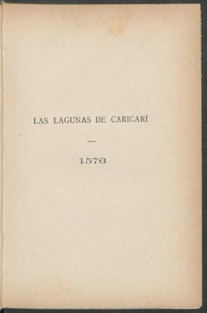 Las lagunas de Caricarí - 1576