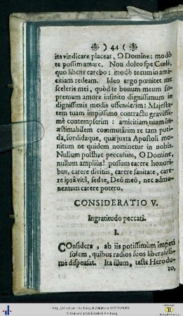 Consideratio V. Ingratitudo Peccati.