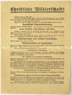 Aufruf der Zentrumspartei zu Gemeindewahlen