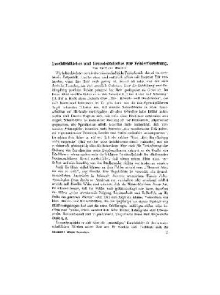 Geschichtliches und Grundsätzliches zur Fehlerforschung