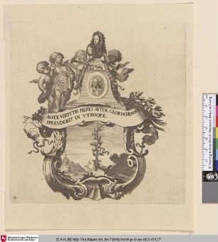 [Kartusche mit Devise; Emblematic subject in ornamental frame]