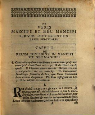 Francisci Caroli Conradi ... De veris moncipi et nec mancipi rerum differentiis liber singularis
