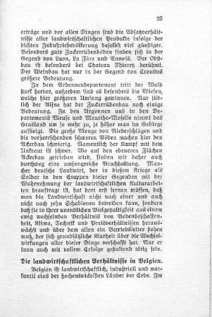 Die landwirtschaftlichen Verhältnisse in Belgien.