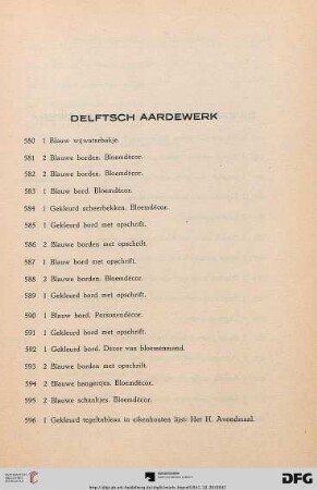 Delftsch Aardewerk (Nr. 580-596)