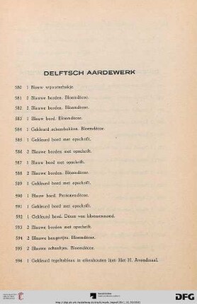 Delftsch Aardewerk (Nr. 580-596)