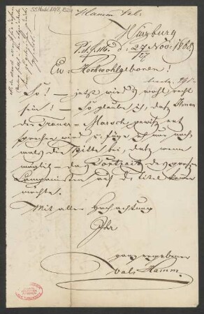 Brief an Franz Schott und B. Schott's Söhne : 27.11.1868