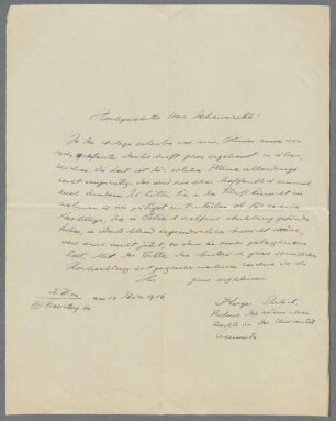 Karl von Amira (1848-1930), Nachlass: Brief von Eugen Ehrlich an Karl von Amira - BSB Amiraiana I. Ehrlich, Eugen