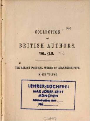 The select poetical works of Alexander Pope : with the life and portrait of the author