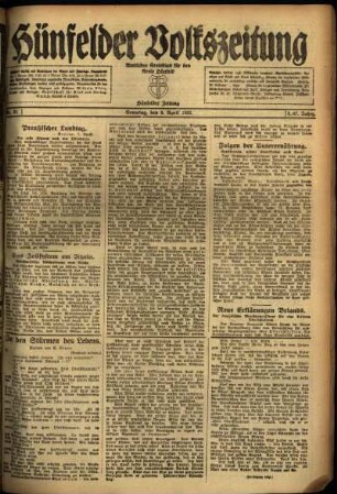 Ausgabe vom Samstag, den 09. April 1921.