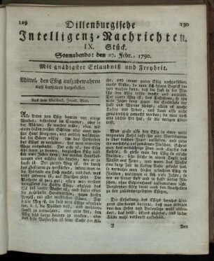 IX. Stück. Sonnabends: den 27. Febr., 1790.
