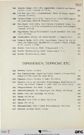 Tapisserien, Teppiche etc. (Nr. 414-425)