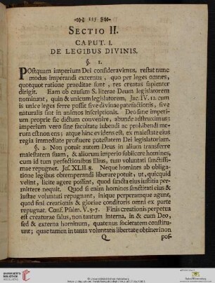Sectio II: De Legibus Divinis