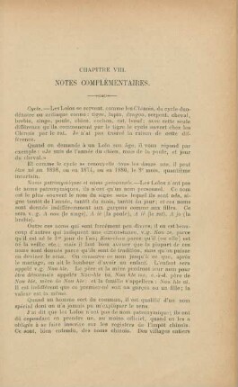Chapitre VIII. Notes complémentaires