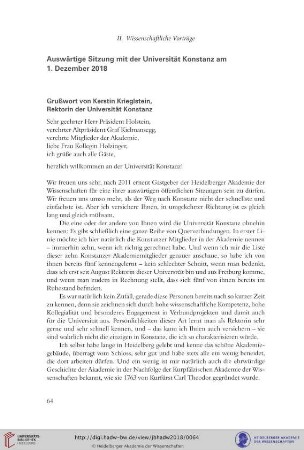 Grußwort von Kerstin Krieglstein, Rektorin der Universität Konstanz