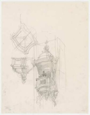 Thiersch, Friedrich von; Ludwigsburg; Garnisonkirche - Kanzel (Perspektive, Details)