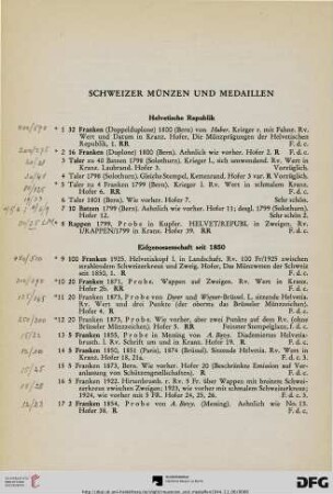 Helvetische Republik (Nr. 1-8)