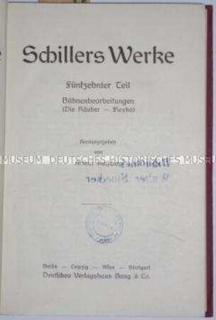 Schillers Werke, Teil 15