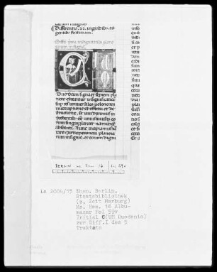 Albumasar, Introductorium maius in astrologiam — Initiale C (UM duodecim) mit Autorenbild, Folio 59verso