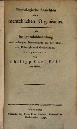 Physiologische Ansichten des menschlichen Organismus