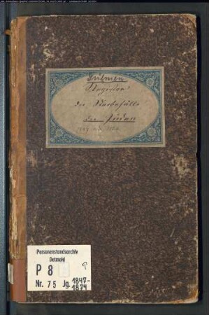 Zivilstandsregister der Juden der Gerichtskommission Dülmen mit Haltern (T 1847-1874) (Gemeinde: Dülmen, Kreis Coesfeld)