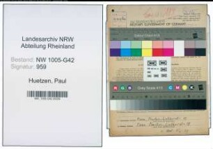 Entnazifizierung Paul Huetzen , geb. 22.10.1893 (Dachdecker)