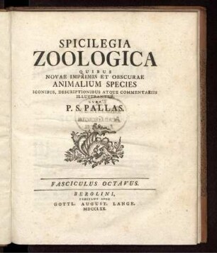 Fasc. 8: Spicilegia Zoologica. Fasciculus Octavus
