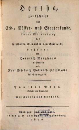Hertha : Zeitschrift für Erd-, Völker- und Staatenkunde. 5. 1826