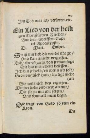 Ein Lied von der heiligen Christlichen Kirchen ... D. Mart. Luther.