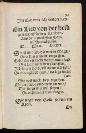 Ein Lied von der heiligen Christlichen Kirchen ... D. Mart. Luther.
