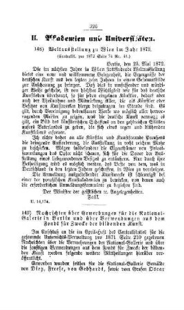 Weltausstellung zu Wien im Jahr 1873 : [II. Akademien und Universitäten]