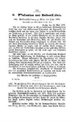 Weltausstellung zu Wien im Jahr 1873 : [II. Akademien und Universitäten]