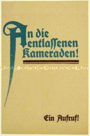 Appell an die Kriegsheimkehrer zur Arbeitssuche auf dem Land