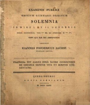 De Cornelii Nepotis vita et scriptis commentatio
