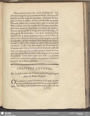 Chapitre CXXXVIII. De la fabrication du Vitriol verd à Foelgebangen dans la haute Hongrie