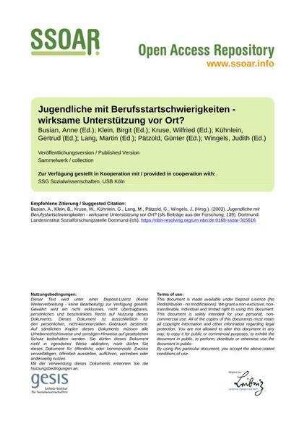 Jugendliche mit Berufsstartschwierigkeiten - wirksame Unterstützung vor Ort?